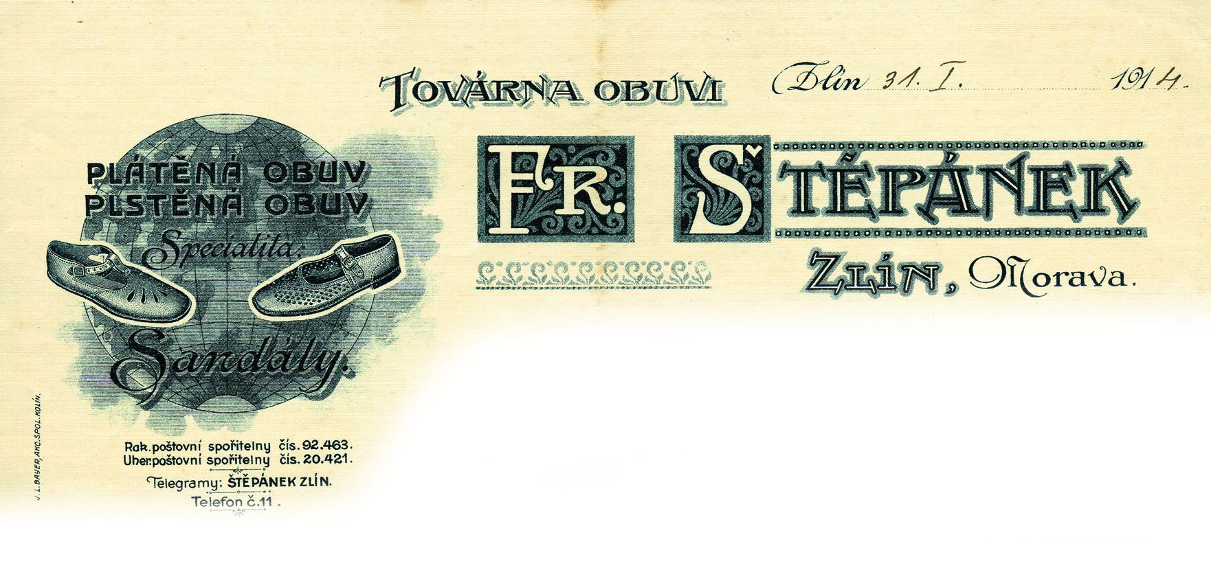 Hlavičkový papír firmy Štěpánek